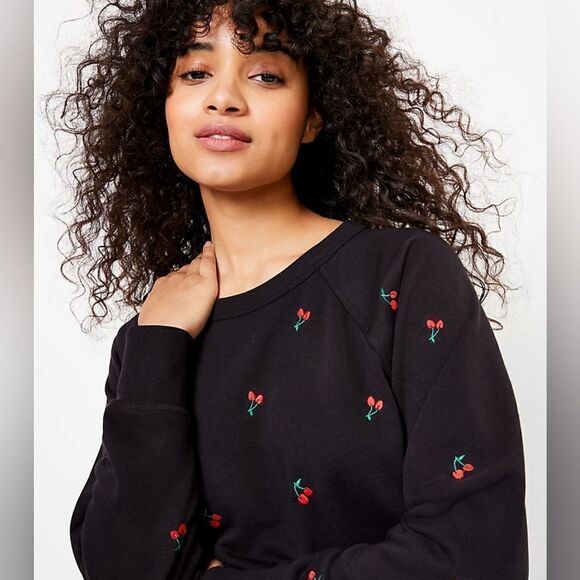 Lou & Grey Cherry Terry Sweatshirt Medium - Picture 1 of 8